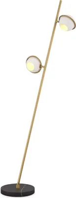 Produktbild von Casa Padrino Luxus Stehleuchte Antik Messing / Weiß / Schwarz Ø 26 x H. 150 cm - Schwenkbare Stehleuchte mit Marmorsockel - Luxus Stehleuchten - Luxus Leuchten - Luxus Möbel - Luxus Einrichtung