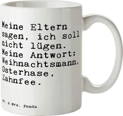 Produktbild von Mr. & Mrs. Panda Tasse Meine Eltern sagen, ich... - Weiß - Geschenk, Becher, Kaffeetasse, Mutter, Teetasse, Sprüche, Pott, mit Spruch, Großeltern, Mama, Papa