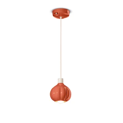 Zdjęcie produktu dla Żyrandol Vintage Decò Afoxe' Aluminium Ceramic Orange Pokè 1 Light E14