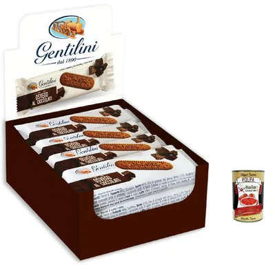 Produktbild von Gentilini Osvego al Cioccolato 12x27g, Schokoladenkekse Box 12x27g + Italian Gourmet polpa 400gr