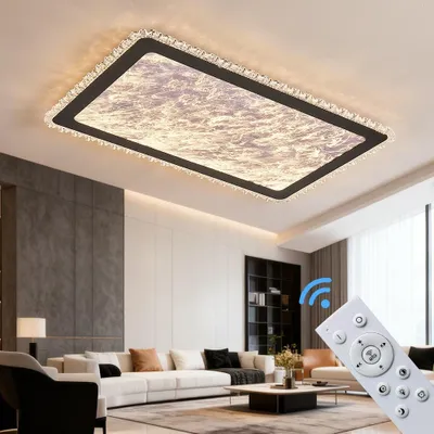 Produktbild von LED Deckenleuchte dimmbar mit Fernbedienung, stufenlos 3000–7000 K, energiesparend & langlebig, modernes Design in Schwarz oder Weiß, ideal für Wohnzimmer, Schlafzimmer & Küche (253-CFX-BL)