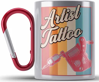 Produktbild von Trendation - Artist Tattoos Edelstahl Tasse Karabiner Geschenk Tattoowiererin Tattoowierer Geschenkidee Spruch Männer Frauen (Rot)
