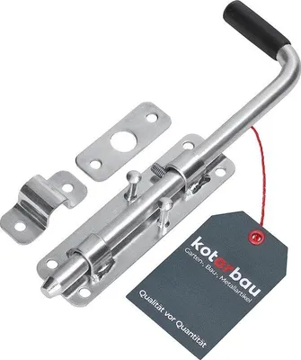 Productafbeelding van Unyqoos® Boutenroede 220 mm – verzinkte stalen deurvergrendeling voor het vergrendelen van garage-, poort- en deuren, zowel binnen als buiten, zilverkleurig