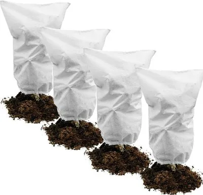Produktbild von Winterbeschermung für Pflanzen 4-teilig, 50 g/m², 80 cm x 100 cm, beige-wit, mit Schnur