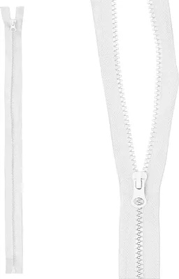 Produktbild von mumbi Reißverschluss teilbar 5mm 50cm Weiss Kunststoff Reißverschlüsse mit Zipper grobe Zähne