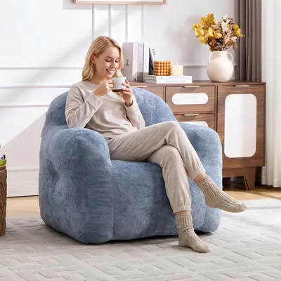 Produktbild von STILVORA Sitzsack mit Schaumstofffüllung, Beanbag-Sofa aus Kunstfell mit Armlehnen, Loungesofa für Wohnzimmer, Schlafzimmer und Leseecke