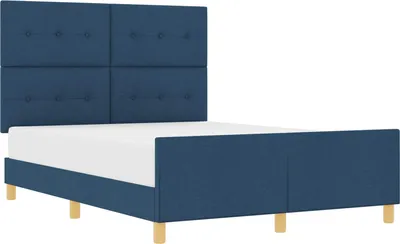 Zdjęcie produktu dla Ramka łóżka Z zagłówkiem Niebieski 160 x 200 cm tkanina