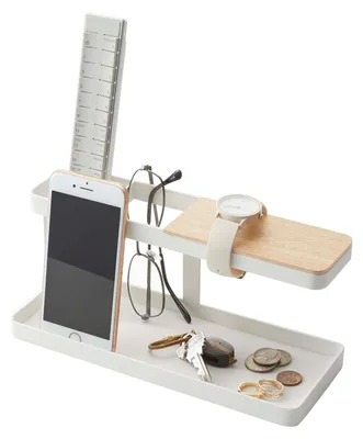 Tisch-Organizer, weiß, Stahl/Holz, 24,5 x 9,7 x 11,3 cm