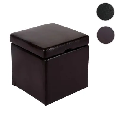 Immagine prodotto di Sgabello Cubo per sedili Sgabello per sedili Contenitore Onex, con coperchio, pelle + Pelle finta, 45x44x44cm MVG ~ marrone