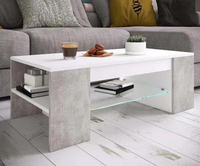 Produktbild von VCM Holz Couchtisch mit ESG-Sicherheitsglas | Sofatisch mit ausreichend Stauraum | Maße ca. H. 35 x B. 100 x T. 50 cm | Wohnzimmertisch - Tunas