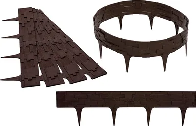 Image de GARDENIX: bordure de parterre de 3,16 m de long aspect pierre, délimitation de parterre, bordure de pelouse, palissade de jardin – Marron