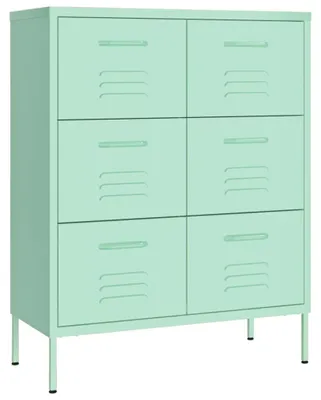 Image de vidaXL Armoire à tiroirs vert menthe 80x35x101,5 cm Acier