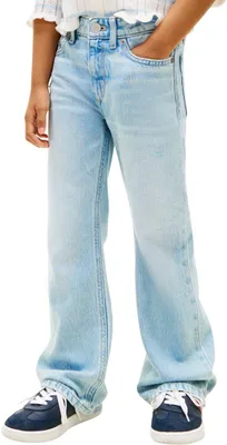 Image de Jeans évasés pour filles Tommy Hilfiger, couleur bleu clair, aspect usé. Couleur : bleu (aspect usé)