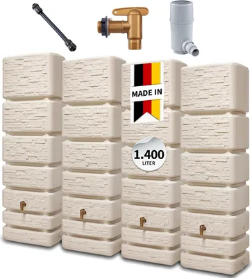 Produktbild von 4rain SLIM STONE DECOR Wandtank-Set 1400 Liter sandbeige