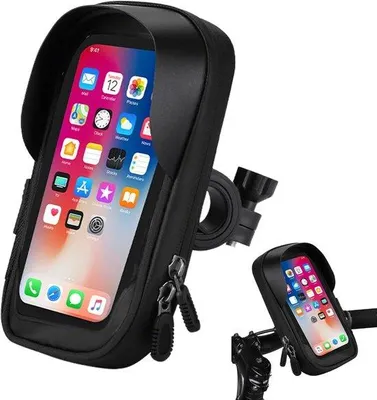 Produktbild von Halterung für Smartphones am Fahrrad, 4,5-6,4 Zoll - wasserdicht - 360° drehbar - inklusive Regenhaube - Schnellkauf