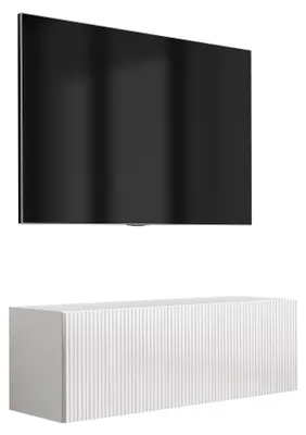 Produktbild von TV-Schrank mit geriffelter Front, Mattweiß, 100 × 32 × 33,6 cm