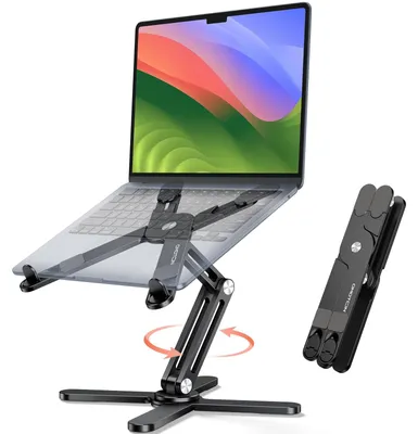 Zdjęcie produktu dla Podstawka pod laptopa - Obrotowa o 360 stopni - Regulowana i składana - 11-17 cali - Aluminium