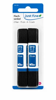 Produktbild von Wenco Schnürsenkel 2 Paar Flach Schwarz 75cm