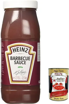 Produktbild von 3x Heinz Salsa Barbecue BBQ Sauce,Sauce mit Rauchigen Geschmack 2,5 Kg Squeeze Flasche + Italian Gourmet Polpa di Pomodoro 400g Dose