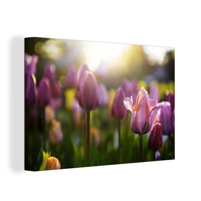Produktbild von OneMillionCanvasses® - Leinwandbilder - 150x100 cm, Tulpen - Farbe - Frühling, Wandbilder Kunstdruck Wanddekoration