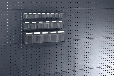 Produktbild von Bott Klarsichtmagazin B600xT142xH168 mm, mit 5 Kästen für Lochplatten