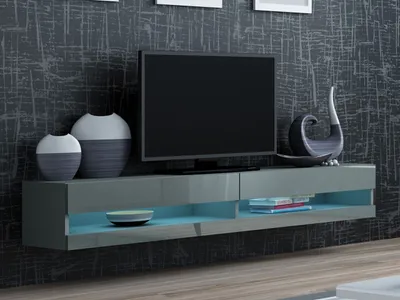 Obrázek produktu pro TV stolek 180 cm ASHTON 1 - šedý / lesklý šedý