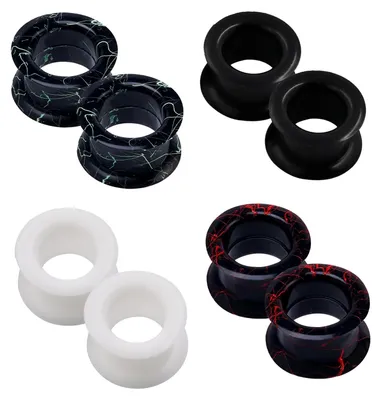 Productafbeelding van 4 Paar Siliconen Vleestunnels - Oordoppen Expander voor Piercing 6mm-25mm