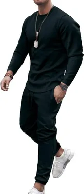 Produktbild von 2-teiliges Herren-Trainingsanzug-Set mit Langarmshirt und Jogginghose