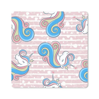 Produktbild von MuchoWow® Mauspad Mousepad Einhorn - Muster - Rosa 20x20 cm - Mousepads - Maus Mat - Pad - Mausunterlage - Desk Mat - Bureauartikeln