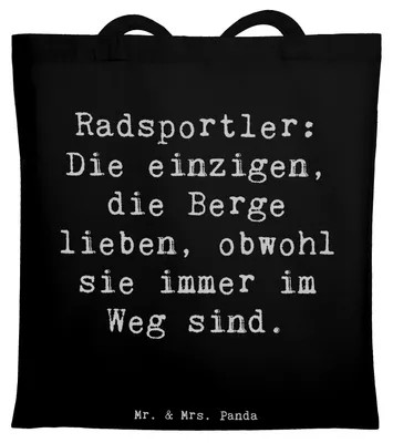Produktbild von Mr. & Mrs. Panda Tote Bag Spruch Radsport Berge - Schwarz - Geschenk, Gemeinschaft, Ausdauer, Tragetasche, Jutebeutel, Tasche, lieben, Sportler, Shopping, Geschenke