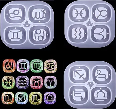 Produktbild von 3-teilige Sternbild-Harzform, Schlüsselanhänger-Silikonformen, Sternzeichen-Anhänger-Silikonform, Astrologie, Horoskop, DIY-Epoxidharz-Gießform, Schmuckherstellungsform