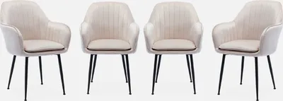 Produktbild von sweeek - 4er-Set Samt-Sessel mit Metallbeinen  - Antikweiß