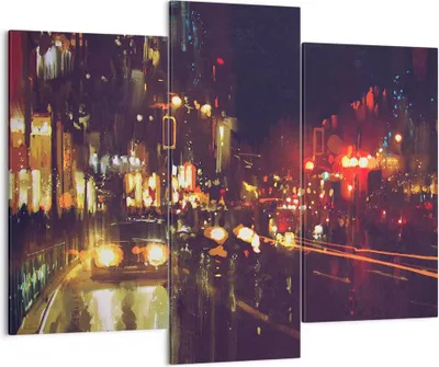 Produktbild von Bild auf Leinwand - Leinwandbild - Stadt Nacht Straße - 130x100cm - Wand Bild - Wanddeko - Leinwanddruck - Bilder - Kunstdruck - Wanddekoration - Leinwand bilder - Wandkunst - CB130x100-3762
