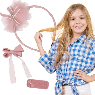 Produktbild von Rosa Haarschmuck Stirnband + 2x Nella Haarnadel