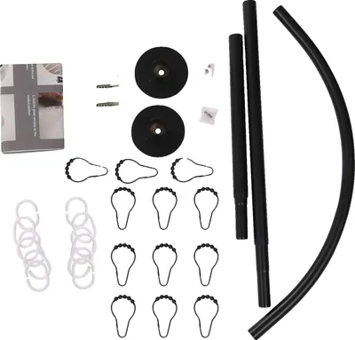 Zdjęcie produktu dla Drążek prysznicowy, kształt litery L, montaż bez wiercenia, czarny
