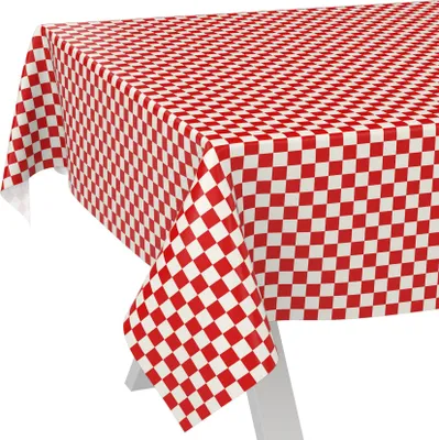 Produktbild von Tischdecke oldscool Karo Rot 160x140cm Schnittkante Wachstuch abwaschbar