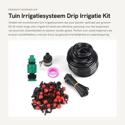 Produktbild von Bewässerungssystem 25 m – Tropfbewässerungsset – Automatische Bewässerungsanlage – Mikrobewässerungssystem – Wassersparend – Für Pflanzen/Blumen – Tropfbewässerung