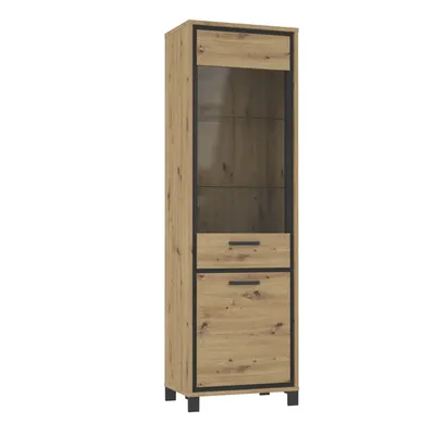 Produktbild von Forte Vitrine TRONDHEIM 2-trg Artisan Eiche / Schwarzeiche Optik, Schwarz 64,4x41,5x209 cm