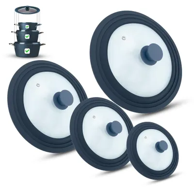 Obrázek produktu pro Sada čtyř univerzálních skleněných poklic pro hrnce o průměru 16–32 cm