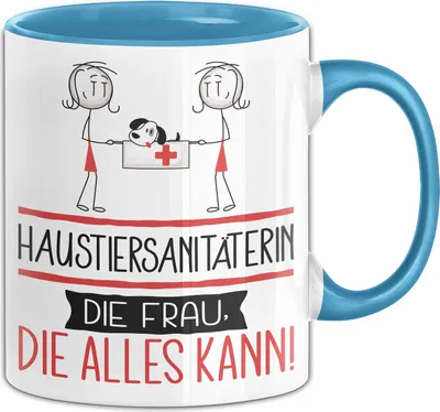 Produktbild von Haustiersanitäterin Geschenk Tasse Becher Die Frau Die Allen Kann Geschenkidee für eine Haustiersanitäterin Lustig (Blau)
