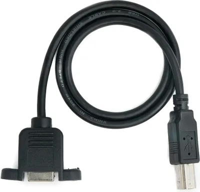 Produktbild von SYSTEM-S USB 2.0 Kabel 50 cm Typ B Stecker zu Buchse Schraube in Schwarz