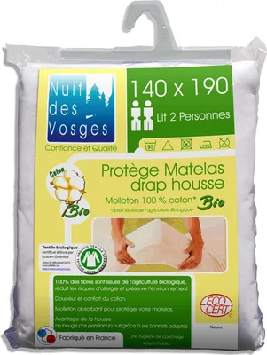 Obrázok produktu pre Nuit des Vosges 201912 MATRACOVÝ CHRÁNIČ, MOLTON, BIO bavlna biela 140 x 190 cm