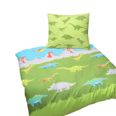 Produktbild von JACK by Bierbaum Kinder Biber Bettwäsche 2 tlg. 135x200cm Dinosaurier Dino Vulkan