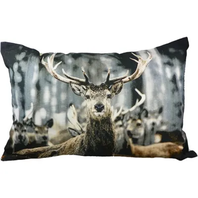 Image de Coussin avec housse « Cerf » 40 x 60 cm, rembourré - Coussin photo « Hiver »