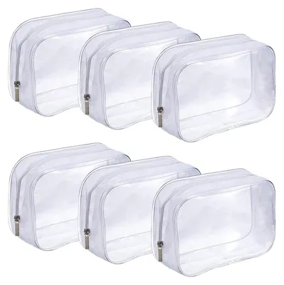 Imagen del producto de Bolsas de cosméticos transparentes, juego de 6 unidades, 19x13x6 cm, ideales para viajes