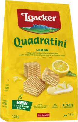Produktbild von Loacker Quadratini Lemon feine Waffeln mit Zitronengeschmack 125g