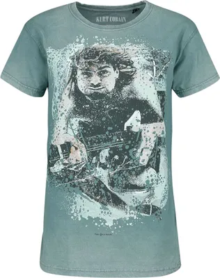 Produktbild von Kurt Cobain T-Shirt Damen Guitar türkis Band-Merch, Bands 100% Baumwolle S