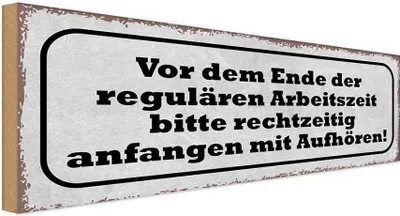 Produktbild von vianmo Holzschild 10x27 cm vor dem Ende Arbeitszeit bitte Warnschild Hinweisschild