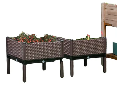 Obrázek produktu pro Venkovní květináče, vyztužený polypropylen, rozměry 50 x 50 x 46,5 cm, zvýšený design, systém samozavlažování, odtokové otvory