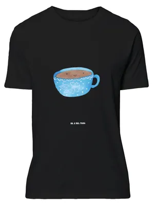 Produktbild von Mr. & Mrs. Panda Größe L T-Shirt Kaffee Tasse - Schwarz - Geschenk, Glücklich, Tshirt, Geschmack, Lustige Sprüche, Genuss, mit Spruch, Shirt, Liebe